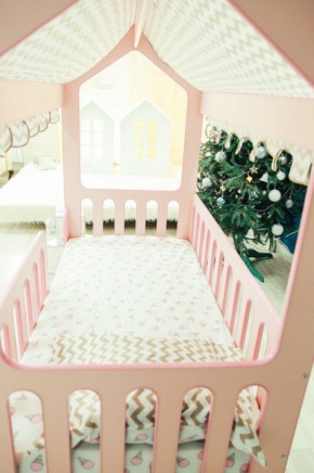Кровать-домик без ящика 800*1600 (Розовый) в Сургуте - surgut.ok-mebel.com | фото 3