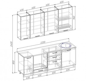Кухонный гарнитур Капри 2200 h950 (Стол. 38мм) в Сургуте - surgut.ok-mebel.com | фото 2