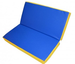 Мат гимнастический 1х1х0,08м складной цв. синий-желтый в Сургуте - surgut.ok-mebel.com | фото