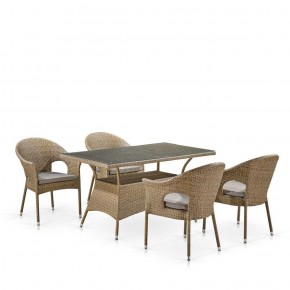 Обеденный комплект плетеной мебели T198B/Y79B-W56 Light Brown (4+1) в Сургуте - surgut.ok-mebel.com | фото