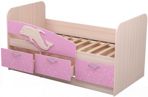 Кровать Дельфин 1,6 (Дуб молочный/фасад - Ламарти розовый) в Сургуте - surgut.ok-mebel.com | фото 1