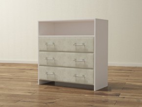 PROxSON Комод Varna (ЛДСП Белая+ткань Белый/Savana Milk (молочный)) 90x40 в Сургуте - surgut.ok-mebel.com | фото