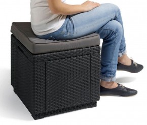 Пуфик Куб с подушкой (Cube with cushion) коричневый - серо-бежевый* в Сургуте - surgut.ok-mebel.com | фото 2