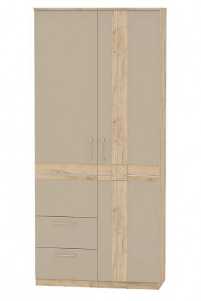 Шкаф 2-х дверный с ящиками ПРЕЗЕНТ 4-4819 (Дуб Крафт Золотой/Капучино/Дуб Мадейра) в Сургуте - surgut.ok-mebel.com | фото