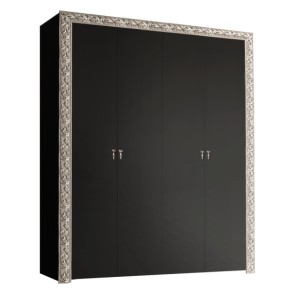 Шкаф 4-х дв. без зеркал Тиффани Premium черная/серебро (ТФШ2/4(П) в Сургуте - surgut.ok-mebel.com | фото