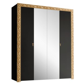 Шкаф 4-х дв. с зеркалами Тиффани Premium черная/золото (ТФШ1/4(П) в Сургуте - surgut.ok-mebel.com | фото