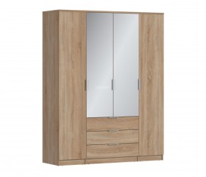 Шкаф 4х дверный с зеркалами Николь СБ-2595/1 (Дуб Сонома) в Сургуте - surgut.ok-mebel.com | фото
