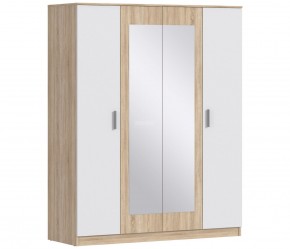 Шкаф 4х дверный с зеркалами Уют СБ-2750/1 (Дуб Сонома/Белый) в Сургуте - surgut.ok-mebel.com | фото