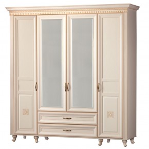 Шкаф для одежды 4-дверный с зеркалом №493 Марлен кремовый белый в Сургуте - surgut.ok-mebel.com | фото