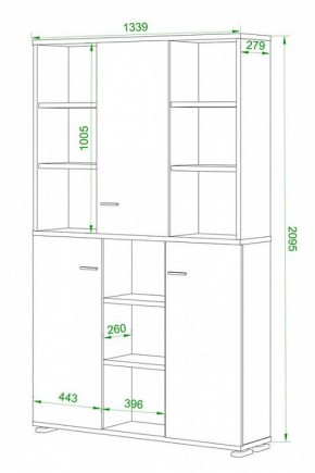 Шкаф книжный Домино ПУ-40-3 в Сургуте - surgut.ok-mebel.com | фото 2