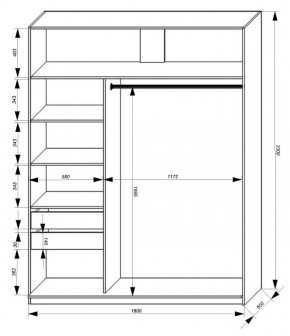 Шкаф-купе 1800 серии SOFT D1+D3+B2+PL1 (2 ящика+1штанга) профиль «Графит» в Сургуте - surgut.ok-mebel.com | фото 3