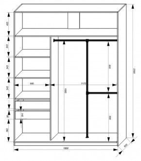 Шкаф-купе 1800 серии SOFT D8+D2+B2+PL4 (2 ящика+F обр.штанга) профиль «Графит» в Сургуте - surgut.ok-mebel.com | фото 3