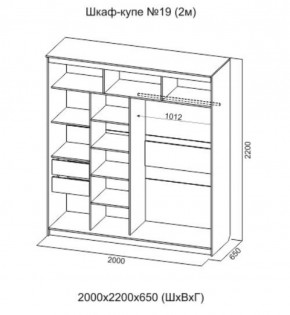 Шкаф-купе №19 Серия 3 Квадро (2000) Ясень Анкор светлый в Сургуте - surgut.ok-mebel.com | фото 4