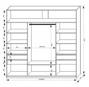 Шкаф-купе 2400 серии SOFT D2+D7+D3+B22+PL2 (по 2 ящика лев/прав+1штанга+1полка) профиль «Графит» в Сургуте - surgut.ok-mebel.com | фото 3