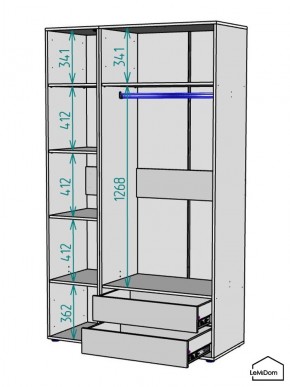 Шкаф Linnea MHR-3-2 2050х1200х510 (ДВ-М 11.1.25) в Сургуте - surgut.ok-mebel.com | фото 3