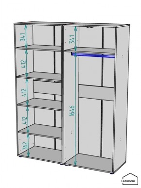 Шкаф Linnea MHR-4-1 2050х1600х510 (Графит-М 11.1.25) в Сургуте - surgut.ok-mebel.com | фото 3