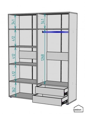 Шкаф Linnea MHR-4-2 2050х1600х510 (ДВ-М 11.1.25) в Сургуте - surgut.ok-mebel.com | фото 3