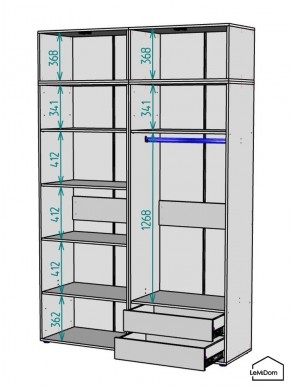 Шкаф с антресолью Linnea MHR-4A-2 2450х1600х510 (Графит-М 11.1.25) в Сургуте - surgut.ok-mebel.com | фото 3