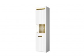 Шкаф с витриной 1V1D P, TORINO, цвет белый/Дуб наварра в Сургуте - surgut.ok-mebel.com | фото 1