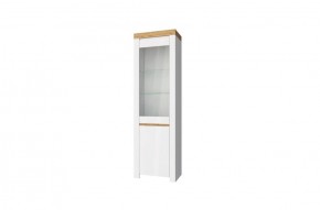 Шкаф с витриной  1V1D, TAURUS, цвет белый/дуб вотан в Сургуте - surgut.ok-mebel.com | фото 1