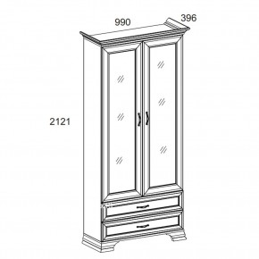 Шкаф с витриной 2V2S, TIFFANY, цвет вудлайн кремовый в Сургуте - surgut.ok-mebel.com | фото 2