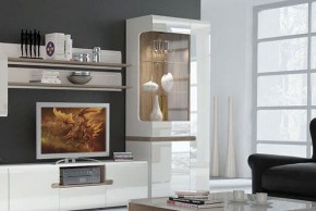 Шкаф с витриной 3D/TYP 01L, LINATE ,цвет белый/сонома трюфель в Сургуте - surgut.ok-mebel.com | фото 6