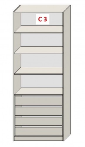 Шкаф СТАНДАРТ С3 4 ящика серия "ГЕСТИЯ" (Бело-серый/Дуб Небраска натуральный ) 800*520*2300 в Сургуте - surgut.ok-mebel.com | фото 2