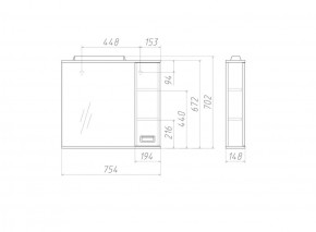 Шкаф-зеркало Cube 75 Эл. Правый Домино (DC5009HZ) в Сургуте - surgut.ok-mebel.com | фото 3