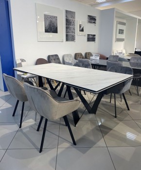 Стол RIETI 200 KL-99 Белый мрамор матовый, итальянская керамика / черный каркас, ®DISAUR в Сургуте - surgut.ok-mebel.com | фото 3