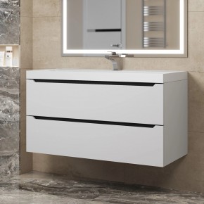 Тумба под раковину Uperwood Tanos 100 см, подвесная, белая/графит в Сургуте - surgut.ok-mebel.com | фото