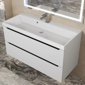 Тумба под раковину Uperwood Tanos 100 см, подвесная, белая/графит в Сургуте - surgut.ok-mebel.com | фото 10