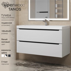 Тумба под раковину Uperwood Tanos 100 см, подвесная, белая/графит в Сургуте - surgut.ok-mebel.com | фото 3
