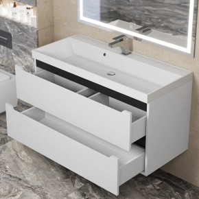 Тумба под раковину Uperwood Tanos 100 см, подвесная, белая/графит в Сургуте - surgut.ok-mebel.com | фото 9