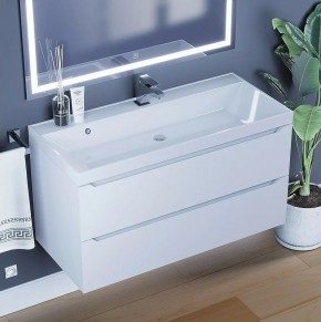 Тумба под раковину Uperwood Tanos 100 см, подвесная, белая матовая в Сургуте - surgut.ok-mebel.com | фото 10