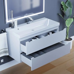 Тумба под раковину Uperwood Tanos 100 см, подвесная, белая матовая в Сургуте - surgut.ok-mebel.com | фото 9