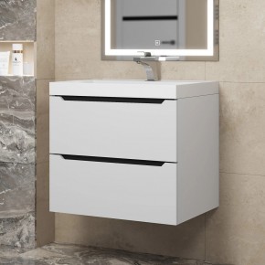 Тумба под раковину Uperwood Tanos 60 см, подвесная, белая/графит в Сургуте - surgut.ok-mebel.com | фото