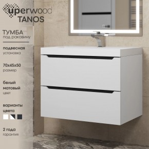 Тумба под раковину Uperwood Tanos 70 см, подвесная, белая/графит в Сургуте - surgut.ok-mebel.com | фото 3