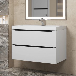 Тумба под раковину Uperwood Tanos 80 см, подвесная, белая/графит в Сургуте - surgut.ok-mebel.com | фото