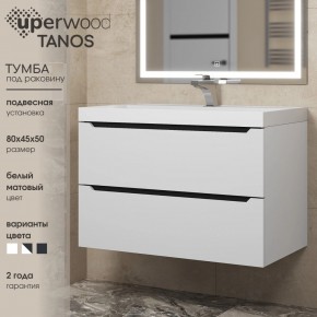 Тумба под раковину Uperwood Tanos 80 см, подвесная, белая/графит в Сургуте - surgut.ok-mebel.com | фото 3