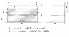 Тумба под раковину Uperwood Tanos 80 см, подвесная, белая/графит в Сургуте - surgut.ok-mebel.com | фото 7