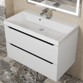 Тумба под раковину Uperwood Tanos 80 см, подвесная, белая/графит в Сургуте - surgut.ok-mebel.com | фото 8