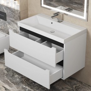 Тумба под раковину Uperwood Tanos 80 см, подвесная, белая/графит в Сургуте - surgut.ok-mebel.com | фото 9