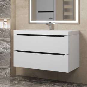 Тумба под раковину Uperwood Tanos 90 см, подвесная, белая/графит в Сургуте - surgut.ok-mebel.com | фото