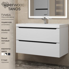 Тумба под раковину Uperwood Tanos 90 см, подвесная, белая/графит в Сургуте - surgut.ok-mebel.com | фото 3