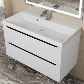 Тумба под раковину Uperwood Tanos 90 см, подвесная, белая/графит в Сургуте - surgut.ok-mebel.com | фото 9