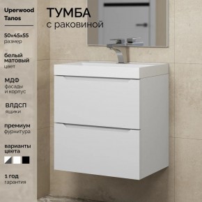 Тумба с раковиной Uperwood Tanos 50 см, подвесная, белая матовая в Сургуте - surgut.ok-mebel.com | фото 5